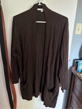 cleo Brown Open-Front Knit Cardigan